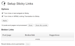 Sticky-Links vor der Verarbeitung