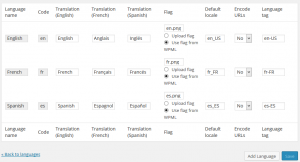 Languages in your site with technical details