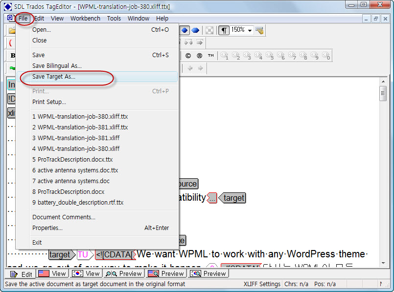 xliff file editor