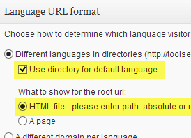 Directory for default language