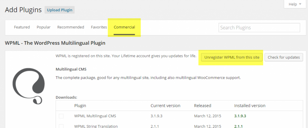 Unregister WPML