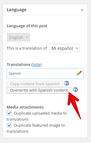 Convert a translation to a duplicate.