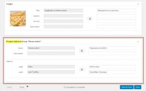 Product Add-ons Section On The Product Translation Page