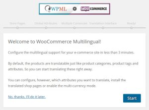 WooCommerce Multilingual安装向导的起始页