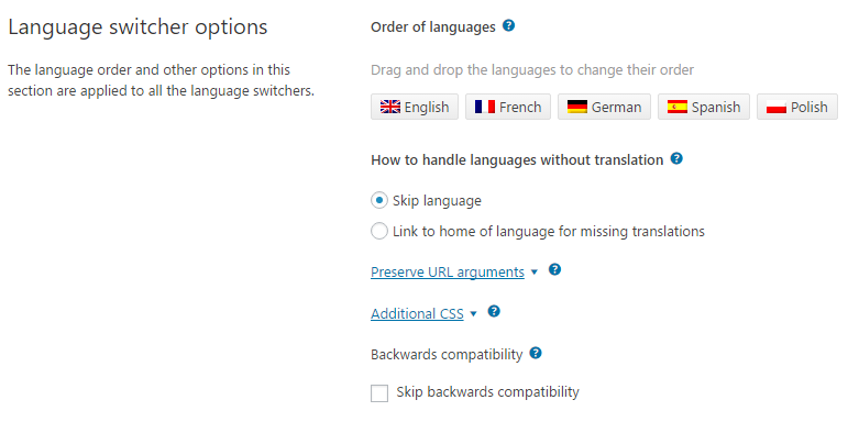 Opciones Del Selector De Idiomas Wpml