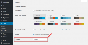 Selecting a custom WordPress administration language