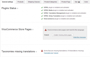 WooCommerce Multilingual status and alerts