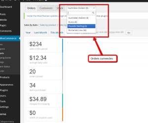 Reports filtered by currency