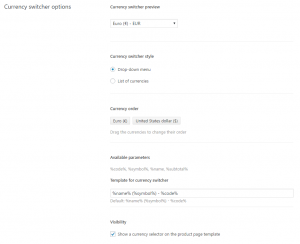 Currency Switcher Options