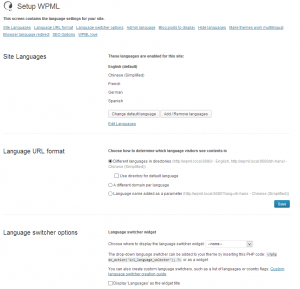 Languages admin screen in WPML 3.0