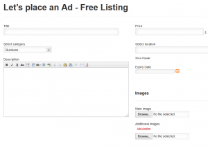 CRED form for creating a new ad