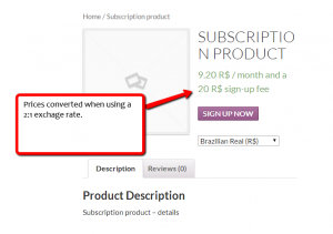 Subscription product on a different currency when using multiple currencies