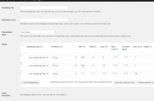 Configuration for Table Rate Shipping extension