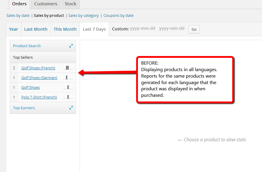 Sales by product (before WooCommerce Multilingual 3.3)