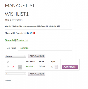 Manage Wishlist