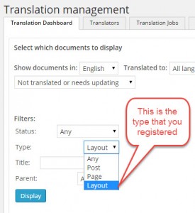 Your registered type in the Translation Dashboard