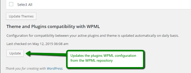 The 'update' button on the WordPress update screen 