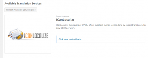 ICanLocalize 翻訳サービスがアクティベートされます