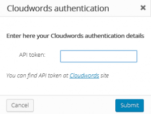 Cloudwords authentication popup