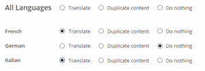 Select the languages to which you want to translate your content 