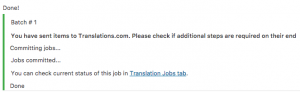 Basket contents successfully submitted to Translations.com