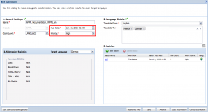 Setting a due date and editing instructions to translators