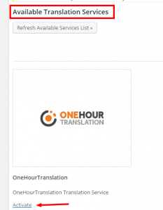 تفعيل OneHourTranslation