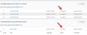 Status column with translation status