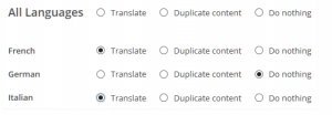 Select the languages to which you want to translate your content