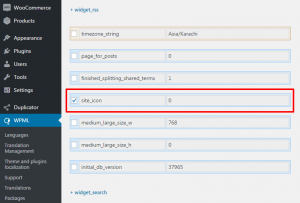 Aktivierung der Übersetzung des Site Icon-Strings