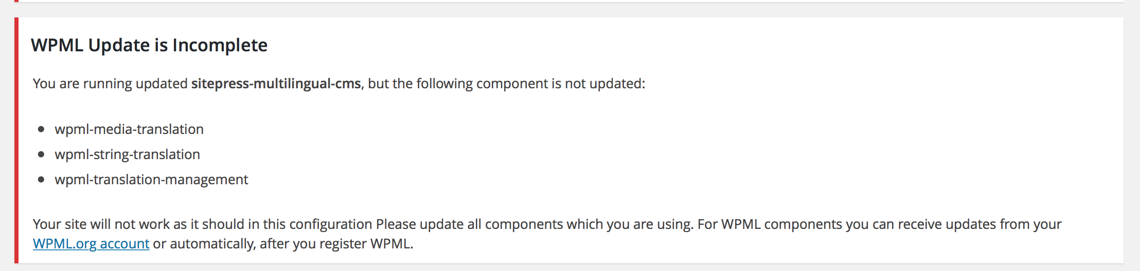 I M Getting This Message Wpml Update Is Incomplete Wpml