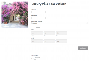 Example of a bookable product created with WooCommerce Bookings