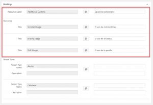 Translating the resources of a bookable product