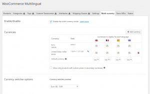 Multi-currency options in WooCommerce Multilingual