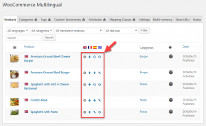 WooCommerce Multilingual main page where products are listed