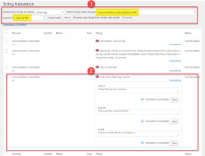 Selecting a domain and translating a subscription-related string