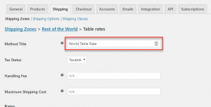Table rate method title