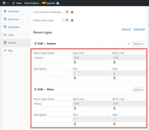 Translating the persons labels using the WooCommerce products editor