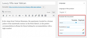 Translating a product using the standard WooCommerce product editor