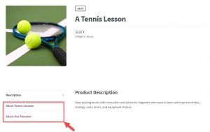 Custom product tabs created with WooCommerce Tab Manager
