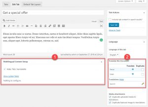 Options for making the Tabs translatable and translating a Global Tab