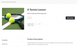 Subscription for tennis lessons