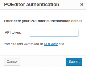 POEditor authentication dialog window