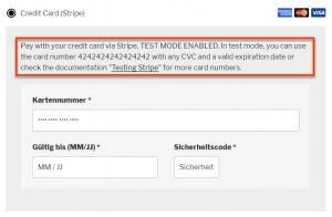 WooCommerce Stripe Gateway extension's Test mode message translation is not displayed on the front-end