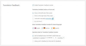 Translation Feedback Settings