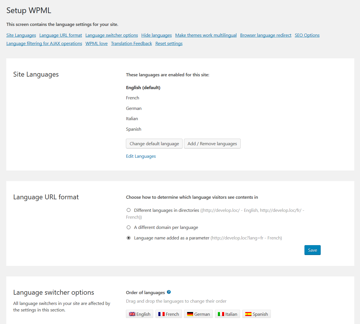 WPML Language setup
