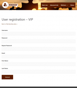 User registration form connected to a WooCommerce checkout