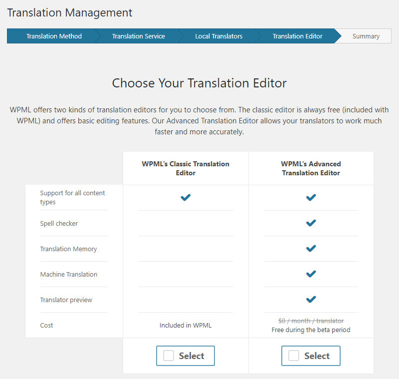 Choosing the translation editor for your local translators