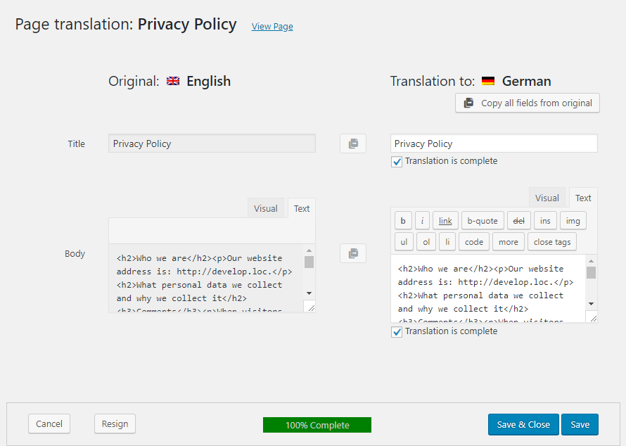 WPML Translation Editor