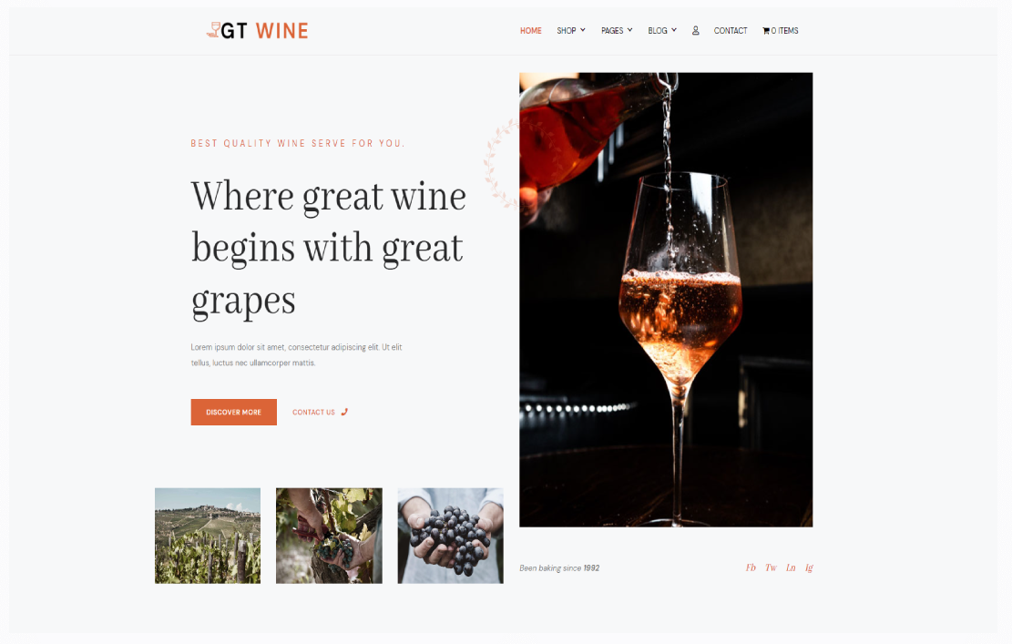 GT Wine Theme example layout